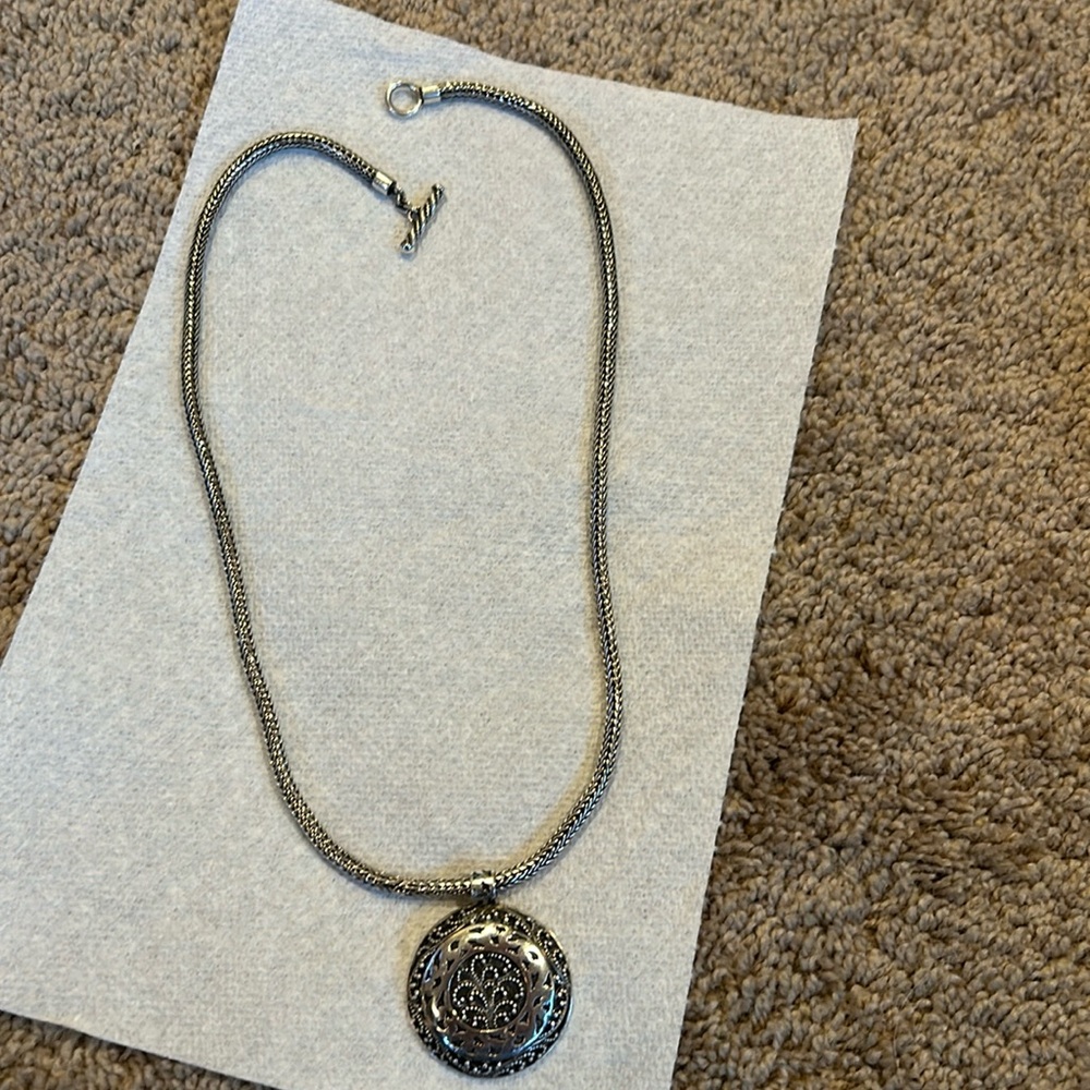 Sterling Lois Hill Braided Foxtail Scrolled Pendant Necklace. 23”